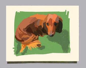 Juego de tarjetas con diseño de perro salchicha / Papelería artística de JenniferClarkStudio