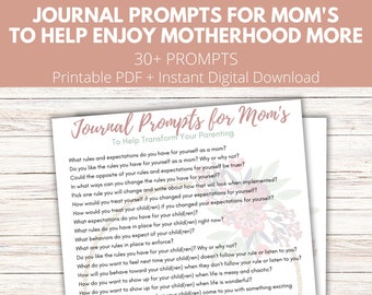 Printable Mom Journal Prompts, Parenting Journal Prompts, Journal Prompts for Motherhood, Self-Reflective Journal Prompts