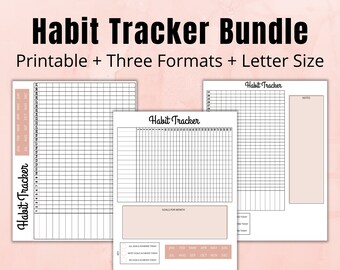 Monthly Habit Tracker Bundle: Printable Goal Tracker (Digital Download)