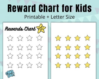 PRINTABLE REWARD CHART for Kids|Simple Kids Reward Chart|Behavior Chart|Digital Download|Rewards Chart with Gold Stars|Gender Neautral