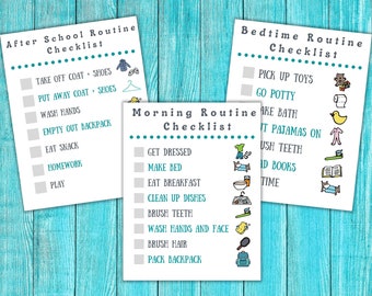 Kids Morning, After School, Bedtime Checklist Printable|Kids Routine Chart|Kid Printable|Gender Neutral|Instant Printable|Routine for Kids