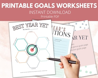 Printable Goals Worksheet: New Year Resolutions Planner (PDF)