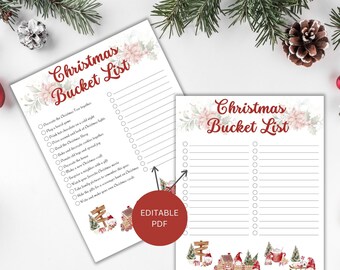 Printable Christmas Bucket List: Editable Family Activity Checklist (PDF)