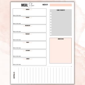 Weekly Meal Planner Printable, Grocery List Printable, Recipe Finder, Meal + Grocery Planner, Recipe Tracker