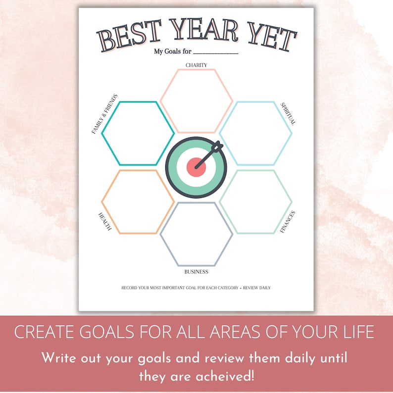 Printable Goals Worksheet Printable New Years Resolution - Etsy