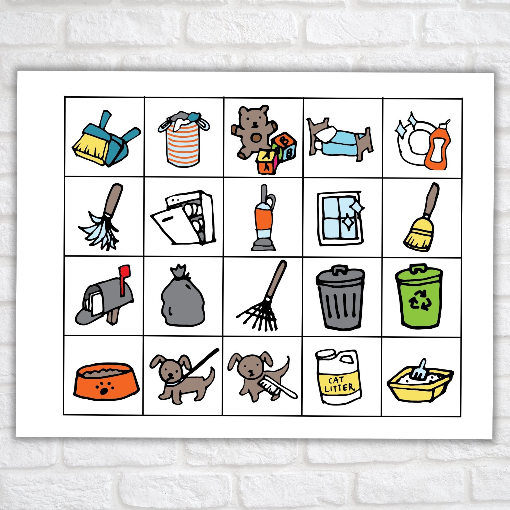 Printable Chore Chart for Kids With Chore Pictures| Chore List | Kid ...