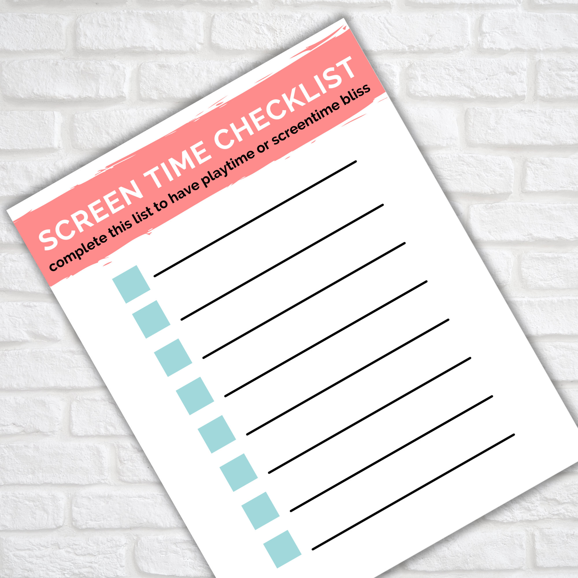 SCREEN TIME Checklist Printable Screen Time Checklist Etsy Canada