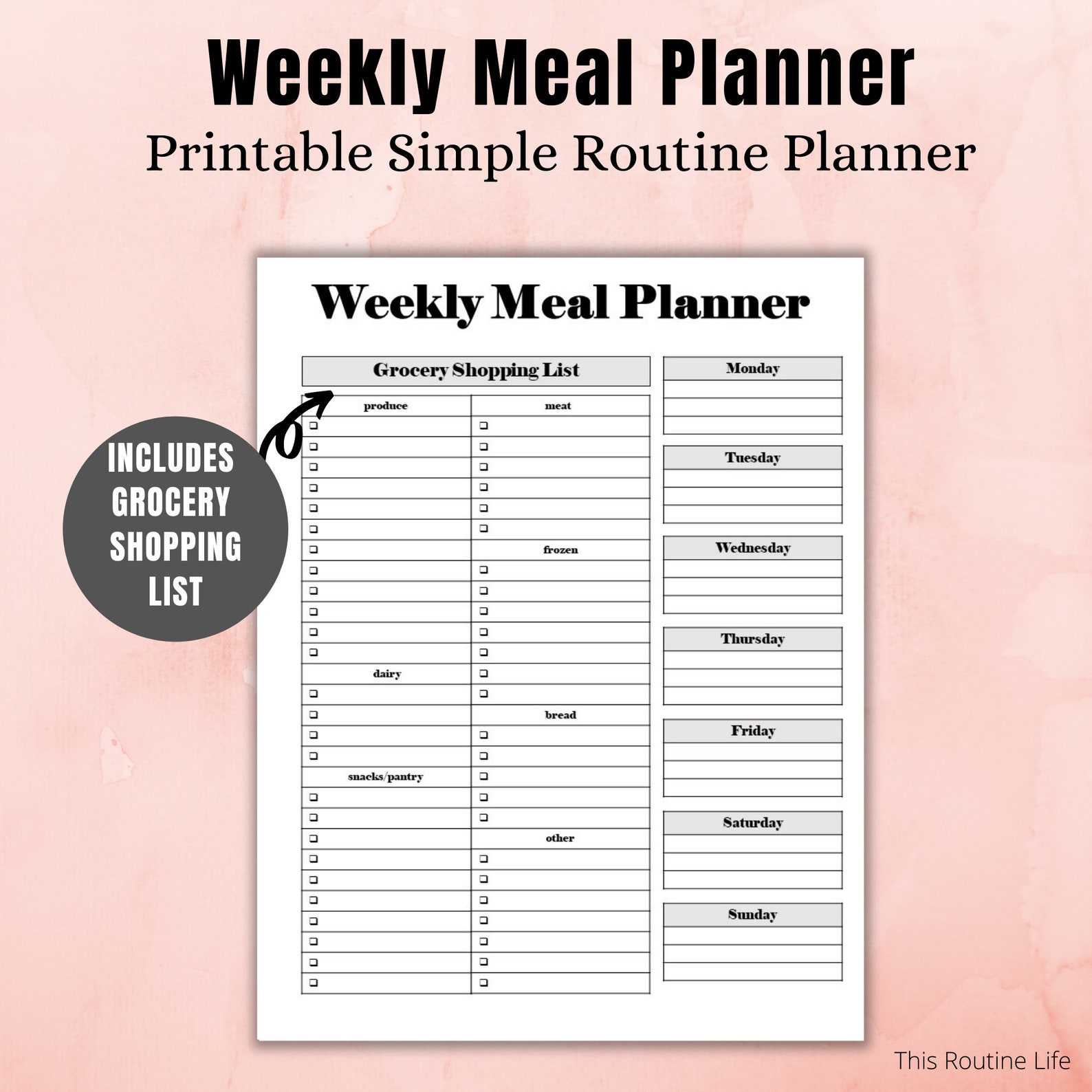 Simple Routine Printable Planner Bundle, Letter Size, Daily Planner ...