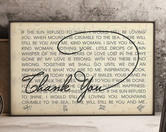 Thank You Lyrics Etsy