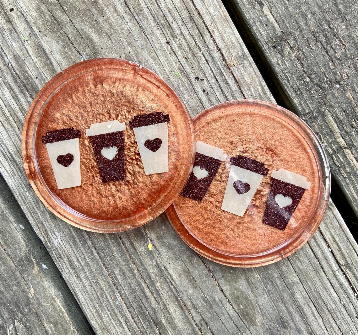 Coffee coasters resin coasters brown coasters with coffee Etsy