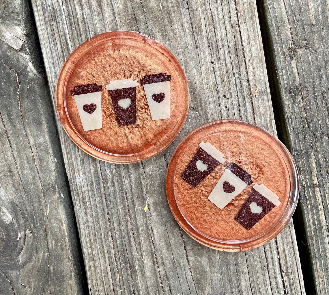 Coffee coasters resin coasters brown coasters with coffee Etsy