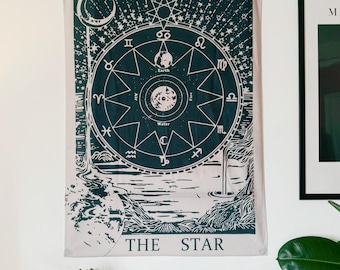 Der Stern Tarot Wandteppich, Astrologie, Hexe, Pagan, Wandbehang, Stern