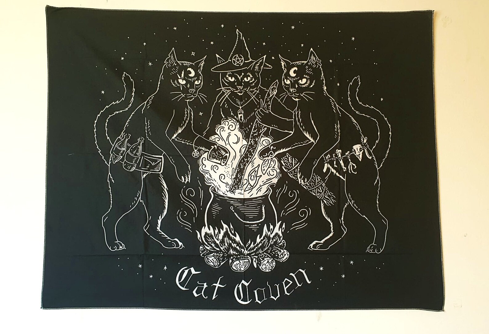 Cat Coven Tapestry Astrology Witch Pagan Wall Hanging Etsy