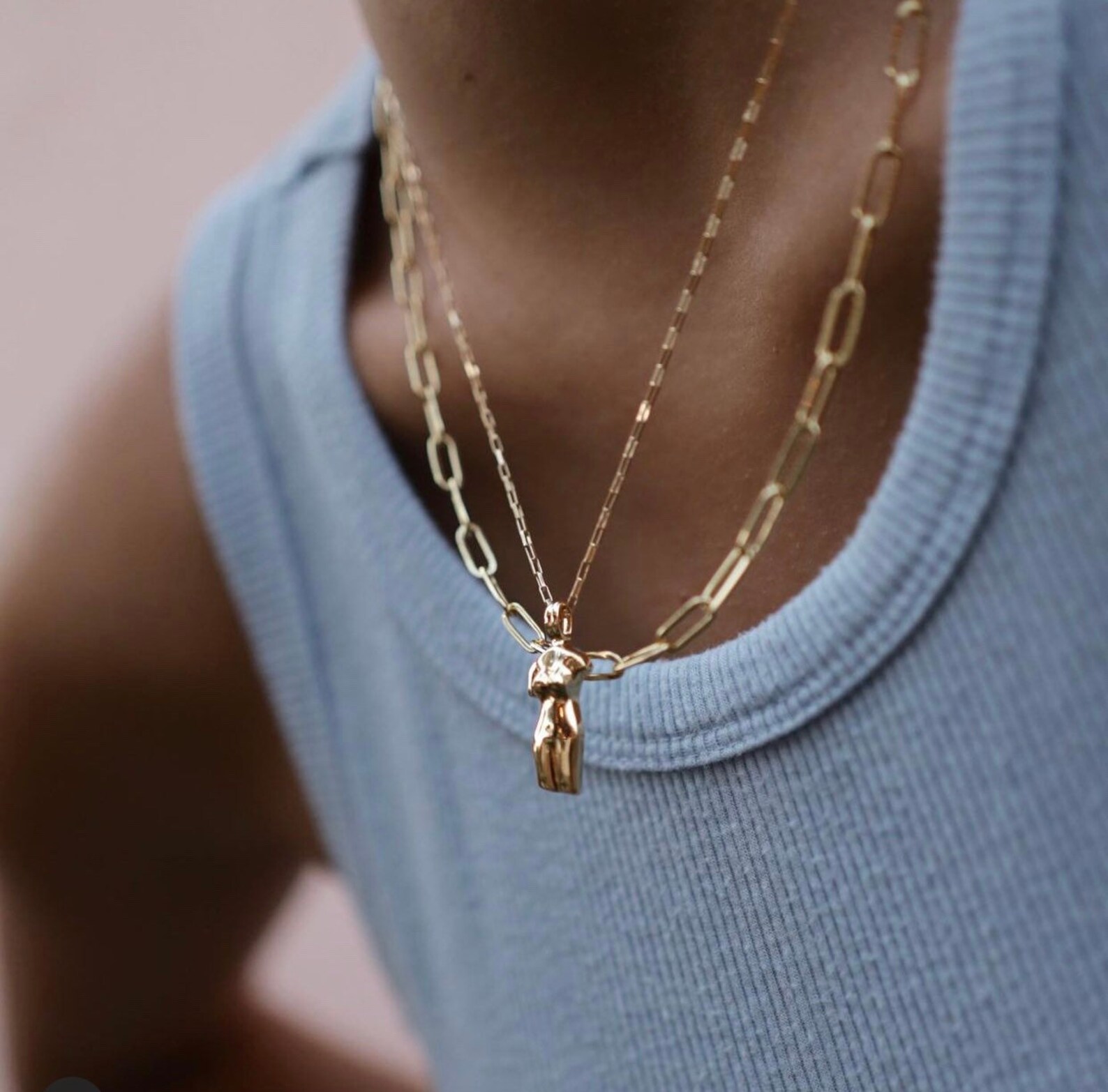 Woman Figure Necklace Layering NecklaceVintage Gold Etsy