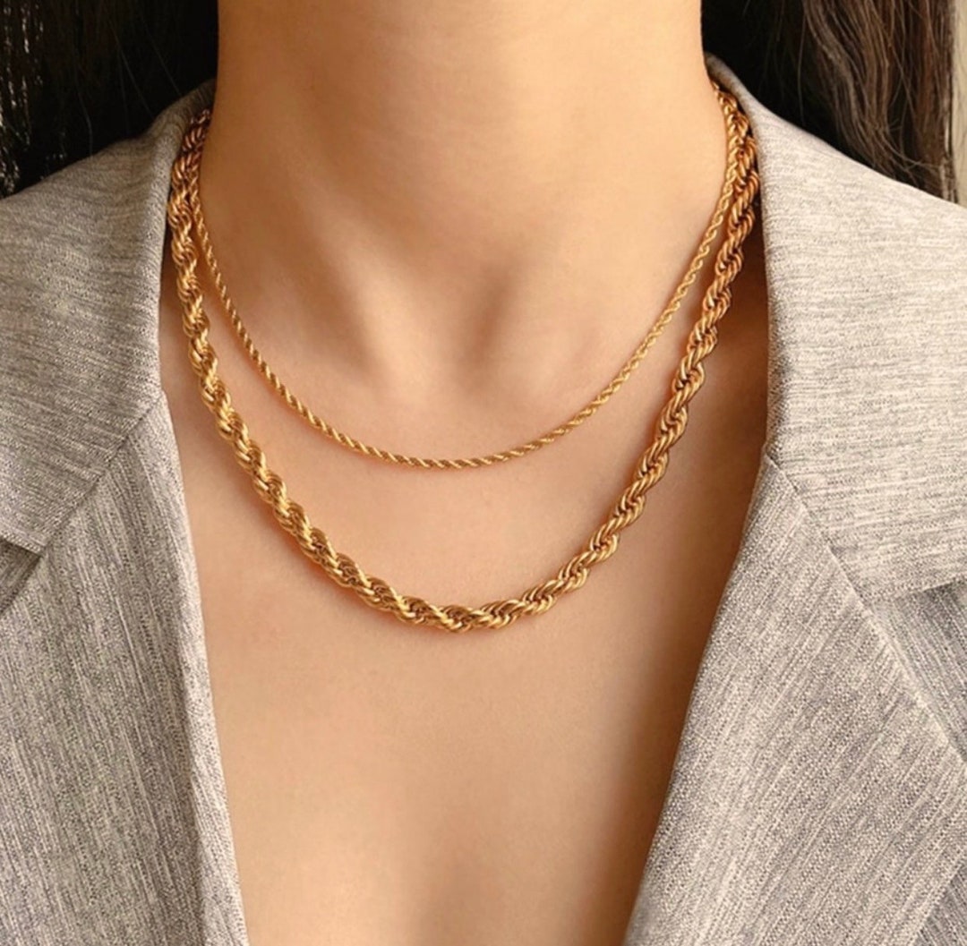 Minimal Rope Chain Rope Necklacebold Rope Chainminimalist Jewelrysteel Chain - Etsy
