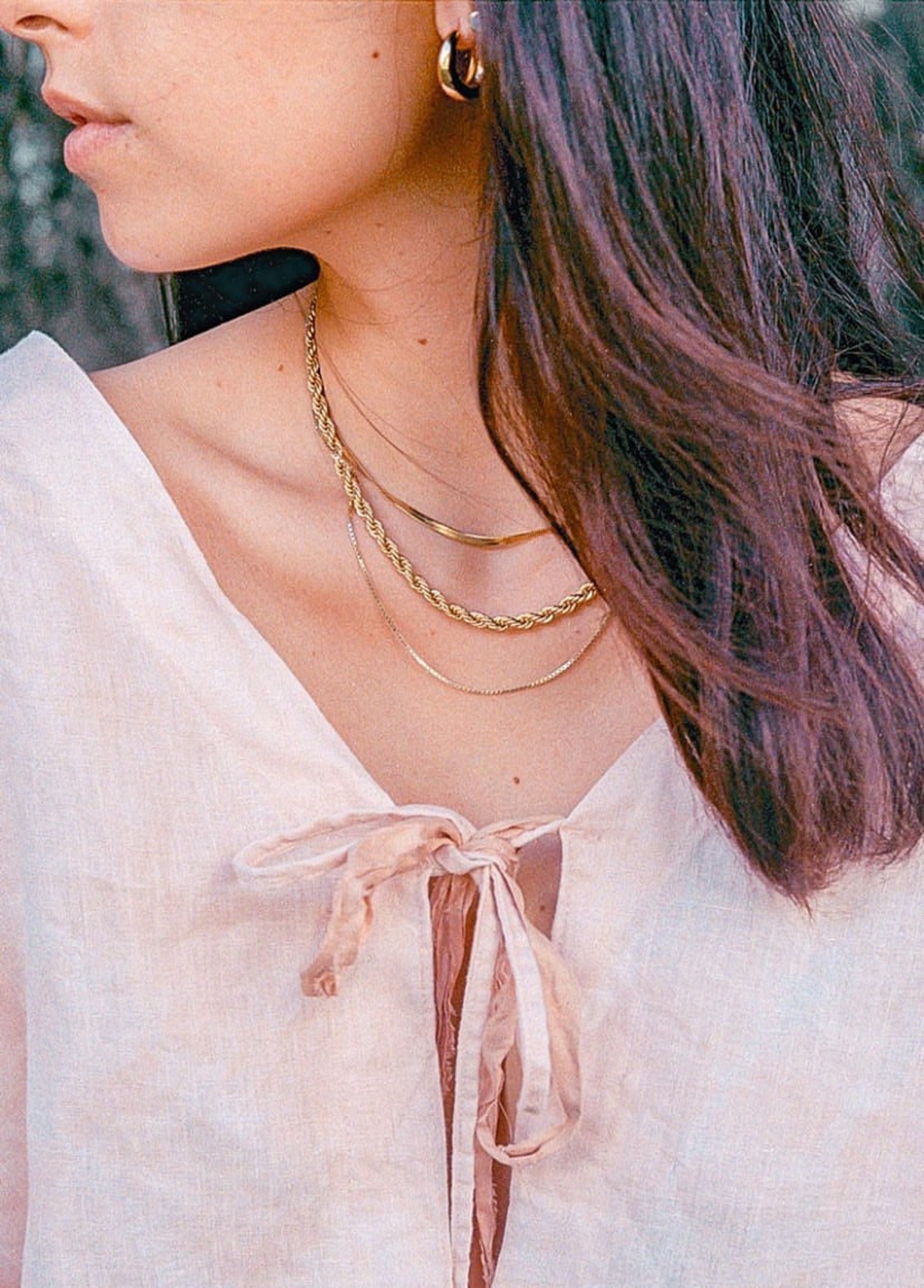 Double Herringbone Chain Necklace Minimalist Jewelrystacking Etsy