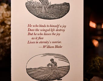 Pack of 3 Greeting card with William Blake quote.