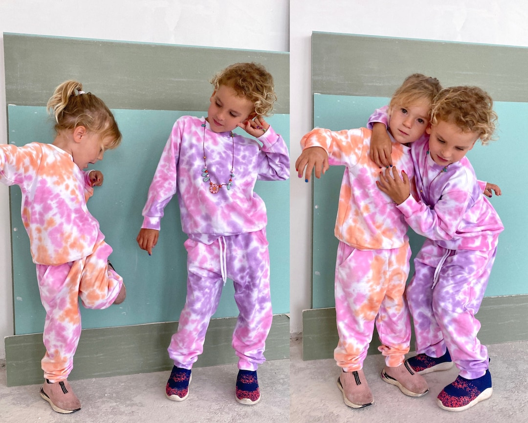 Sweater and Joggers Kids Tie Dye Tracksuit 2 Piece Set for 2 4 6 8 and 10 Year Olds Unisex Cotton Streetwear Matching Set Etsy UK