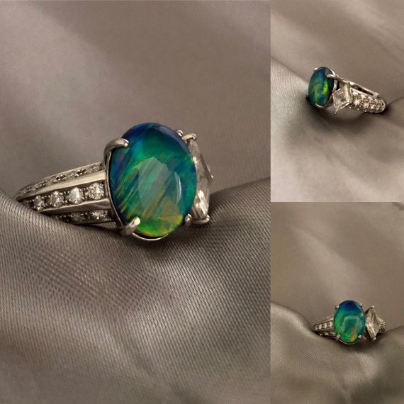 Rare Australian Black Opal Ring