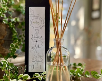 Bergamot & Amber Reed Diffuser - Alcohol Free - Rattan Reeds-Phthalate Free Fragrance Oil Flameless Candle- Home fragrance