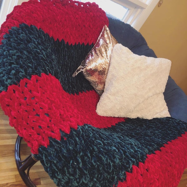 Highest Quality Handmade VELVET Chunky Knit Blanket on Etsy!