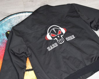 Vintage Hard core jacket size X Large vtg black rave music techno harrington jkt Sz XL (Masters of hardcore, UMM, Rotterdam Terror Corps)