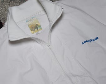 90s vintage Good Year jacket Size Large vtg white Formula 1 racing jkt Sz L (World Champion, F1 jacket)