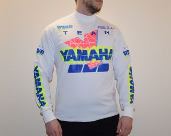 Vintage Yamaha racing motocross jersey Size X Large Vtg white motorcycle wind bikewear racing shirt Sz Xl (FOX, Dainese tee)