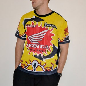 Vintage Honda motocross jersey Size Medium Vtg yellow motorcycle road racing Michelin promo shirt Sz M (World Champion)