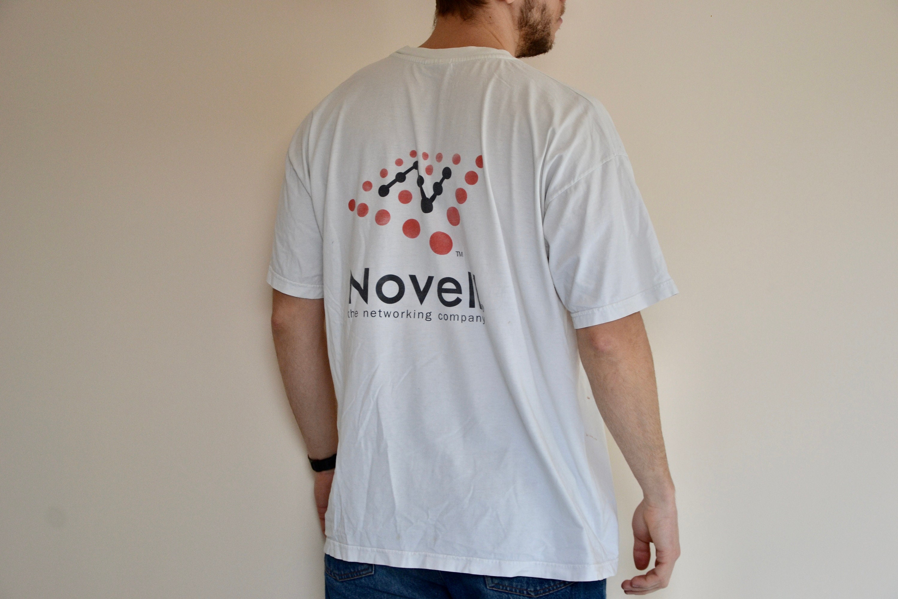 90s Vintage Novell Shirt Size XL Vtg White IT Corporation Linux