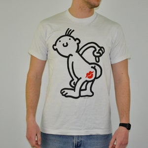 90s Vintage Jim Benton shirt Size Large vtg white Kiss My Ass art tee (vtg pop art shirt, Surrealism tee, modern art tee,caricature,cartoon)