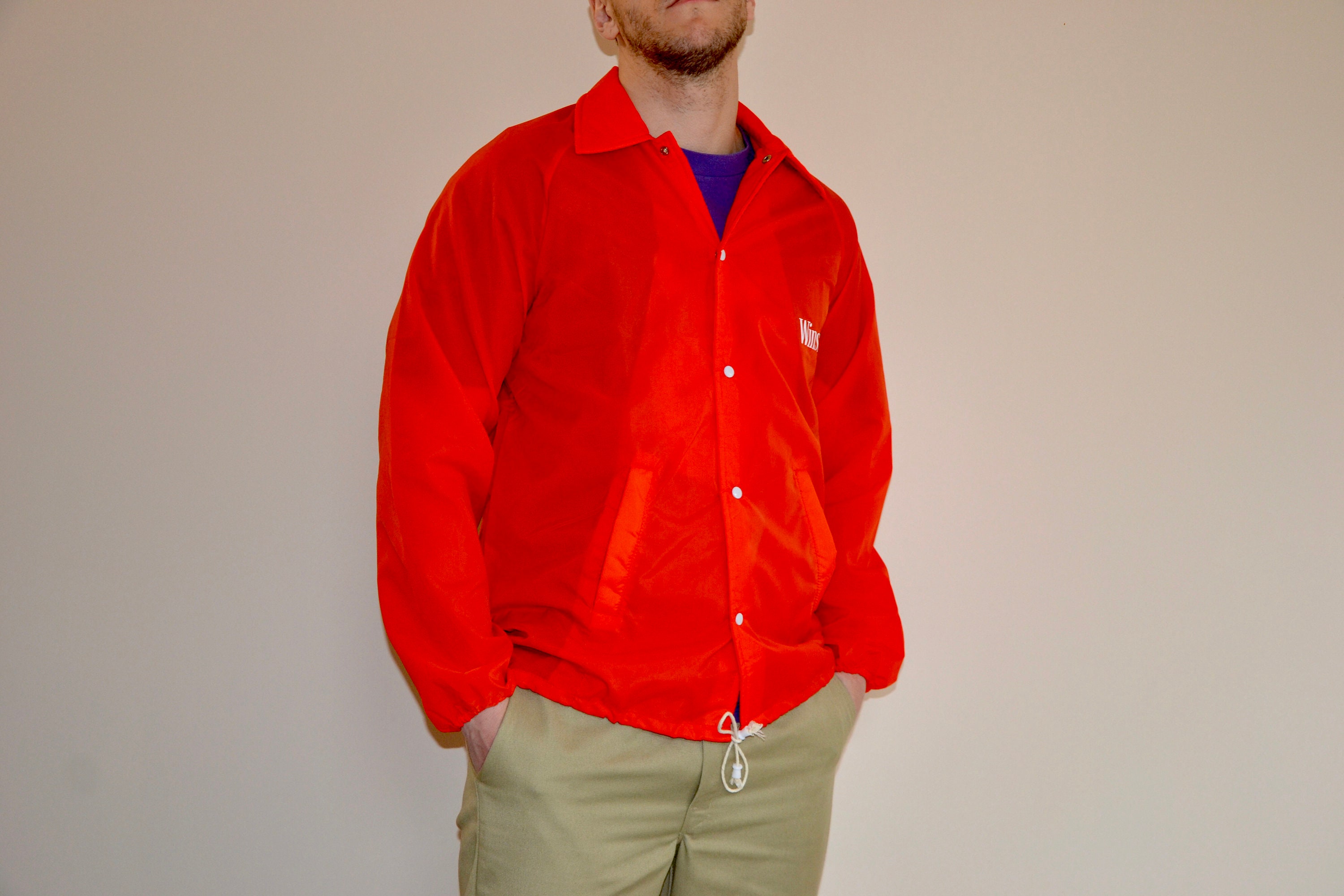 winston ジャケット 90s Vintage Winston Jacket Size Medium Vtg Orange Cigarette