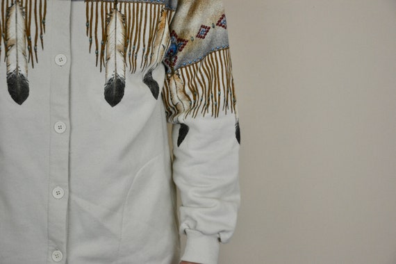 90s vintage Indian Shaman button sweatshirt Size … - image 6