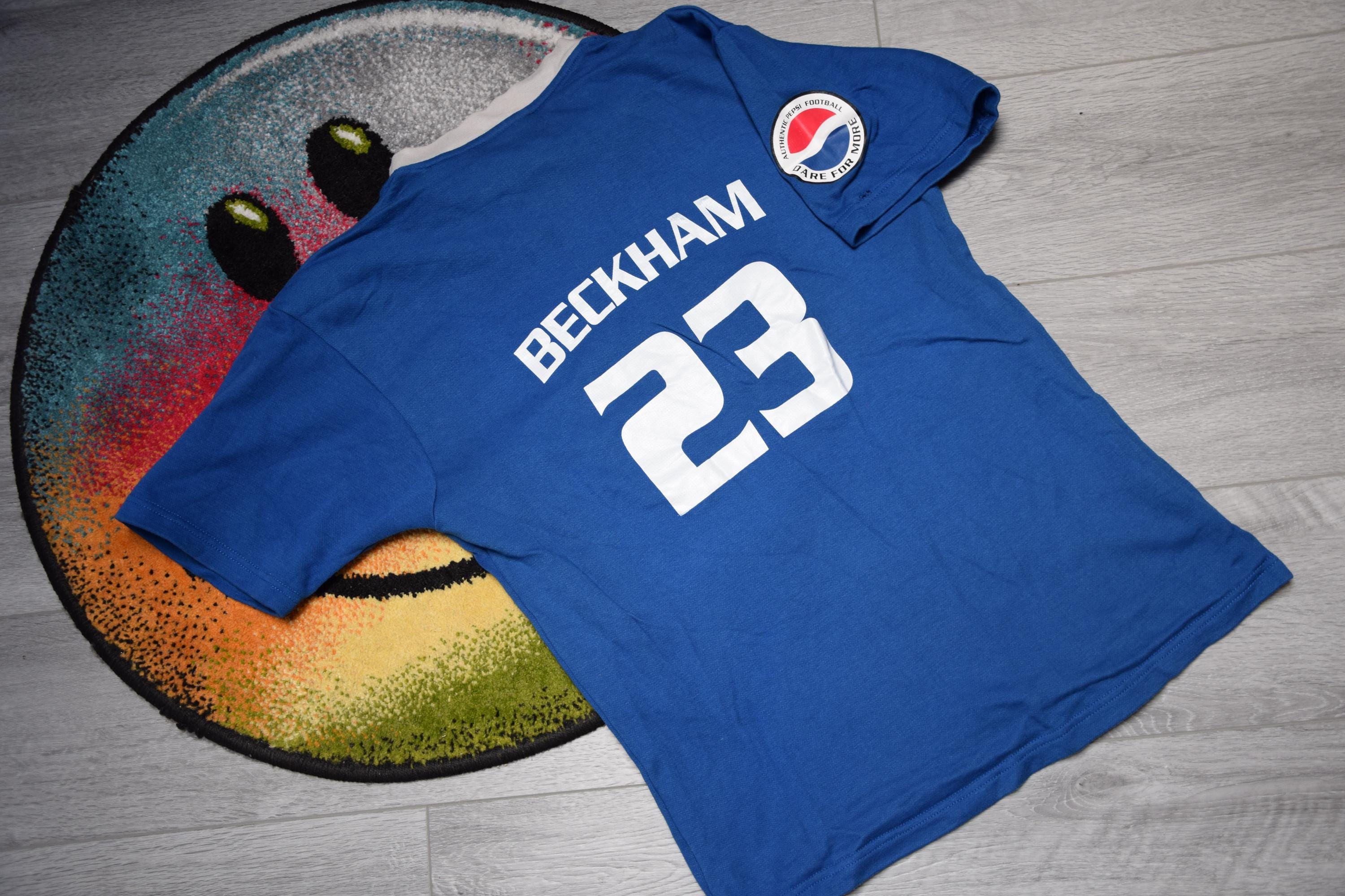 Y2K Vintage Beckham 23 Shirt Size Large Vtg Blue Football Club Tee