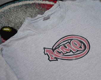 90s Vintage Acme Skateboarding Shirt Size X Large Vtg Gray