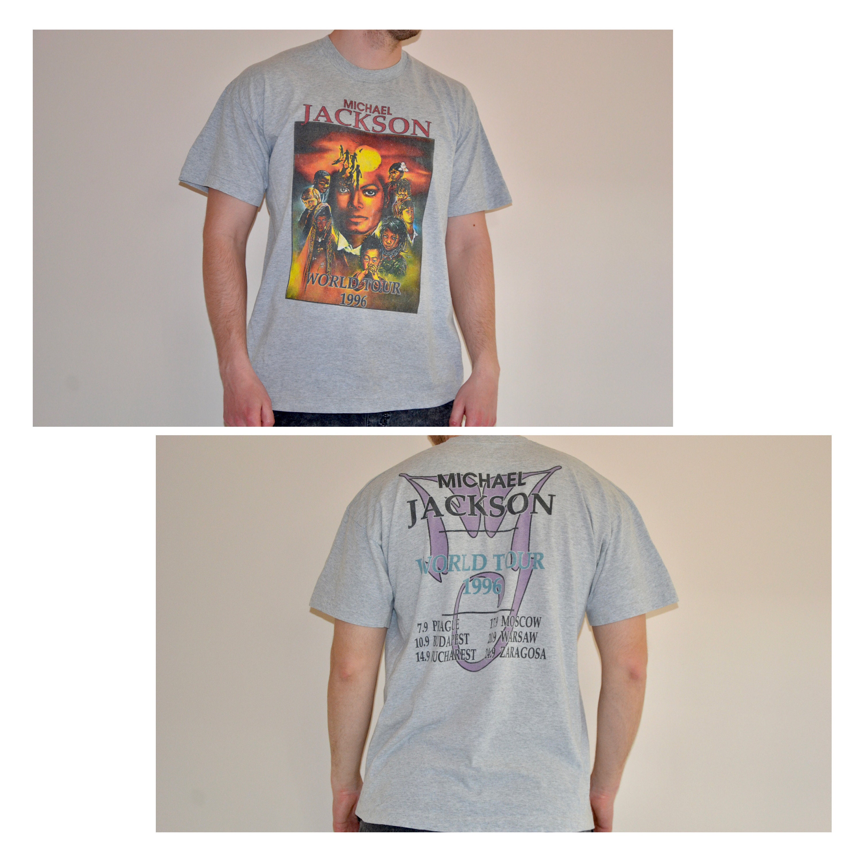 90s Vintage Michael Jackson Shirt Size X Large Vtg Gray World Tour
