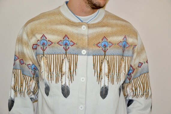 90s vintage Indian Shaman button sweatshirt Size … - image 2