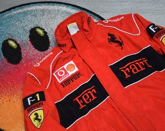 Blouson vintage Ferrari KIDS, grande taille VTG, noir, bombardier de Formule 1 pour voiture de sport de course (veste Nascar vintage pour enfants, F1 pour enfants, Ralliart pour enfants)