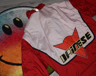 90s vintage Dainese jacket Size Large Vtg red motocross MS RACING Motorcycle jkt Sz 52 (IXS, moto jersey, vtg Fox, moto equipment, Kawasaki)