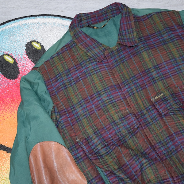 Vintage Faconnable hunting jacket Size X Large vtg green Designed by Albert Goldberg deer hunting fishing tartan jkt sz XL Made in France