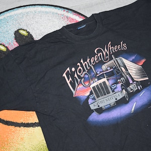 T-Shirt Vintage 80s/90s - Motif 3D Camionneur "Seulement Tête" - Taille XL Noir
