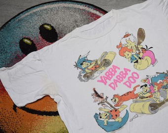 90s vintage Flintstones shirt Size X Large Vtg white funny cartoon promo yabba dabba doo tee Sz XL