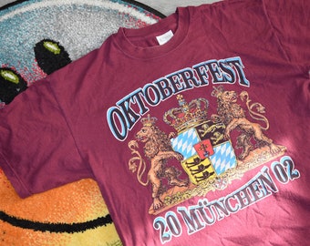 Vintage Oktoberfest shirt Size Large vtg festival beer promo tee (Munchen shirt, vtg German fest, vintage heraldic shirt, vtg lager tee)
