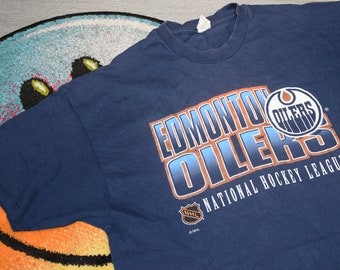 90s vintage Edmonton Oilers Hockey Team shirt Size XX Large vtg blue hockey NHL Starter tee Sz XXL