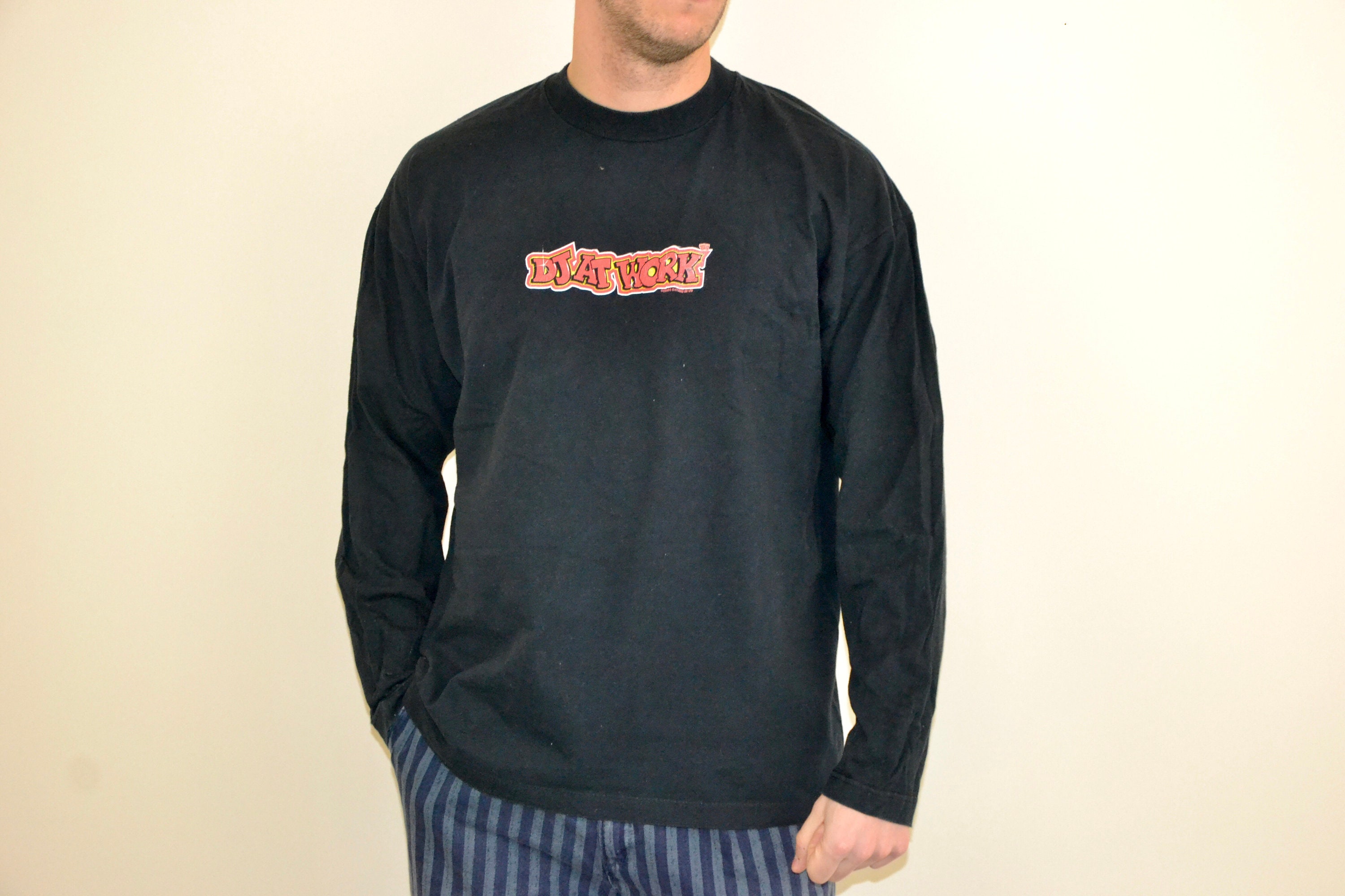 90s Vintage DJ at Work Shirt Size X Large Vtg Ethos Clothing Rave