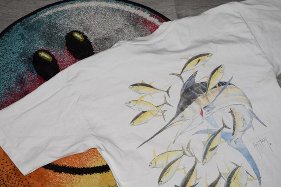 90s Vintage Guy Harvey Shirt Size X Large Vtg White Barbados Fish