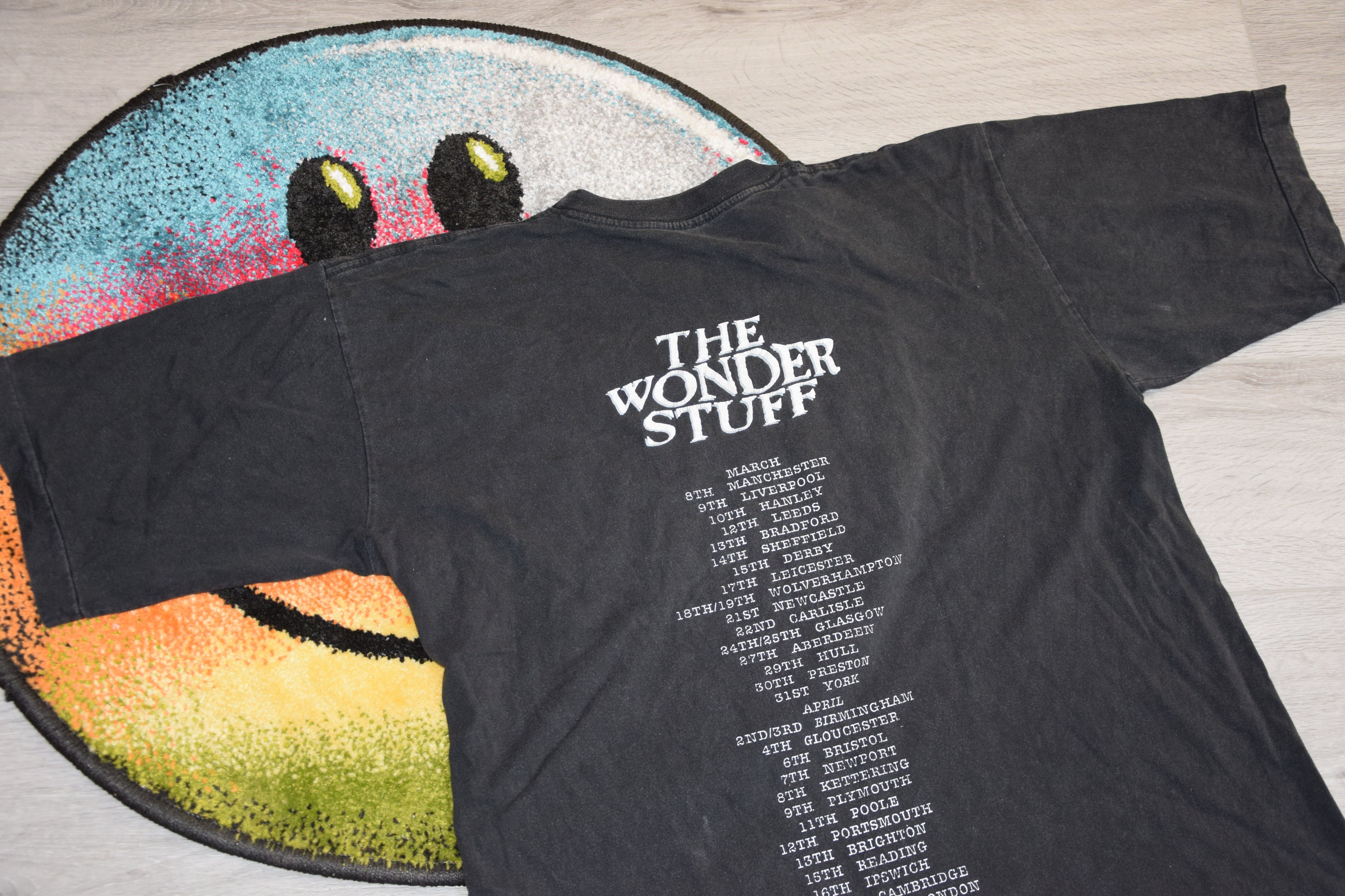 90s Vintage Wonder Stuff Shirt Size X Large Vtg Black Idiot Under