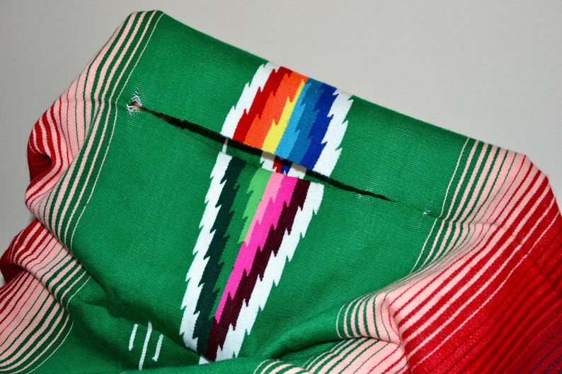 Vintage multicolor poncho Vtg green red American Habitat big multi color aztec shawl pendleton, Southwestern heritage, Double RRL, Ralph image 6