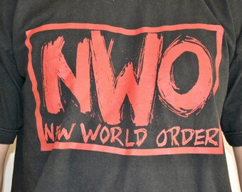 90s Vintage NWO Shirt Size XL Vtg Black New World Order