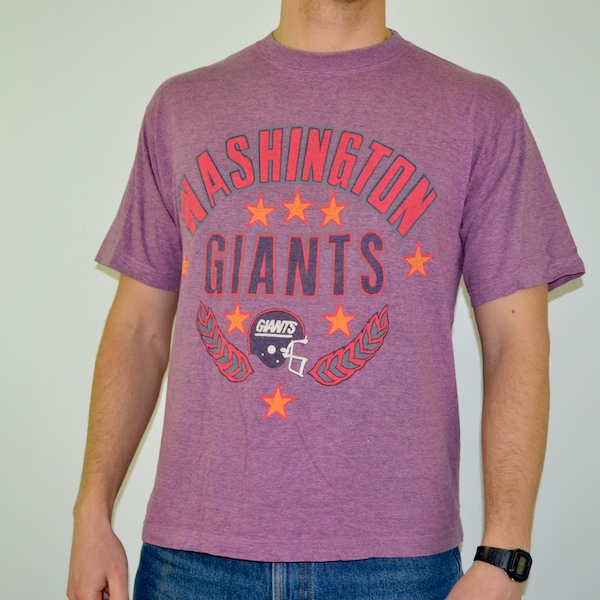 90s vintage NY Giants shirt Size Large vtg purple football promo tee Washington promo Rugby (NHL, Super Bowl, vintage football tee, 49ers)